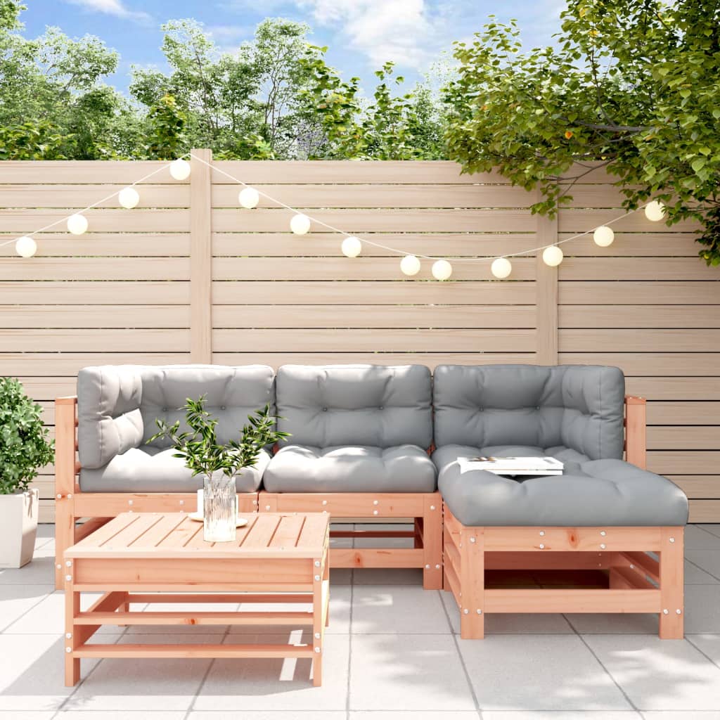 Set Divani Giardino 5 pz con Cuscini Legno Massello di Douglas