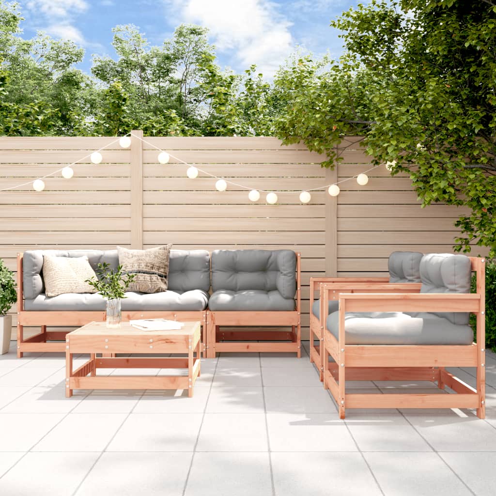 Set Divani Giardino 6 pz con Cuscini Legno Massello di Douglas