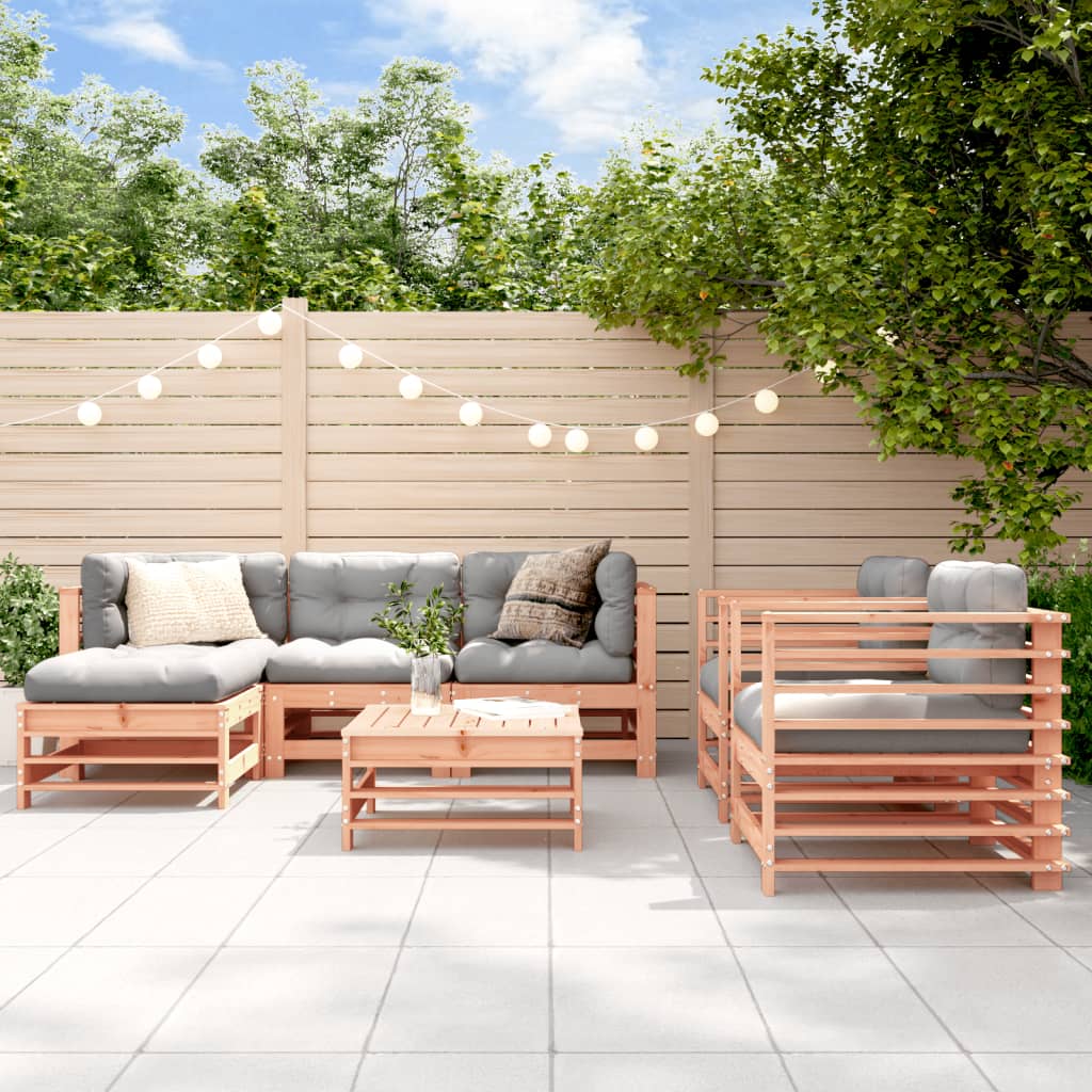 Set Divani Giardino 7 pz con Cuscini Legno Massello di Douglas