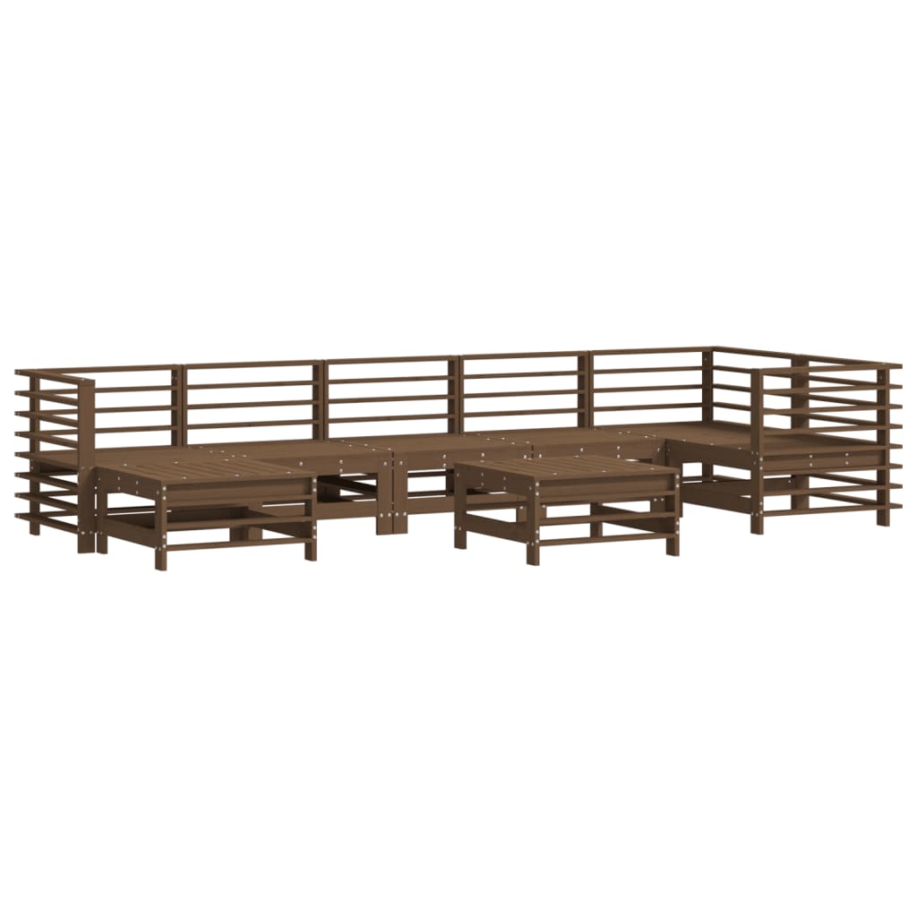 Set Divani da Giardino 8 pz con Cuscini in Legno Massello ambra