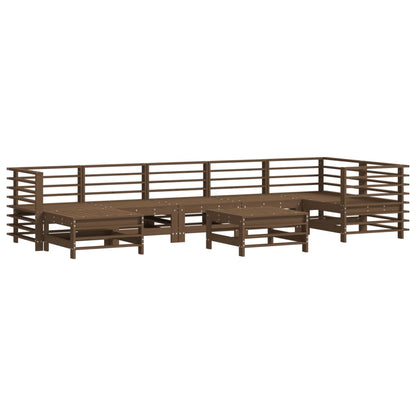 Set Divani da Giardino 8 pz con Cuscini in Legno Massello ambra