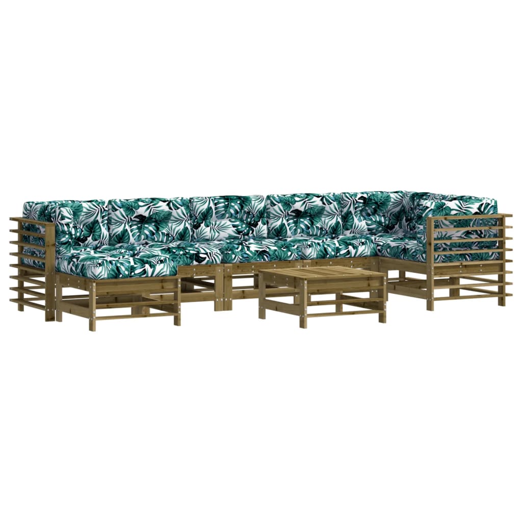 Set Divani da Giardino 8pz con Cuscini Legno Impregnato di Pino
