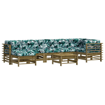 Set Divani da Giardino 8pz con Cuscini Legno Impregnato di Pino