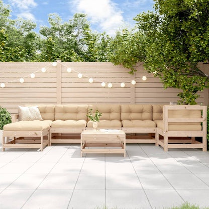 Set Divani da Giardino 8 pz con Cuscini in Legno Massello