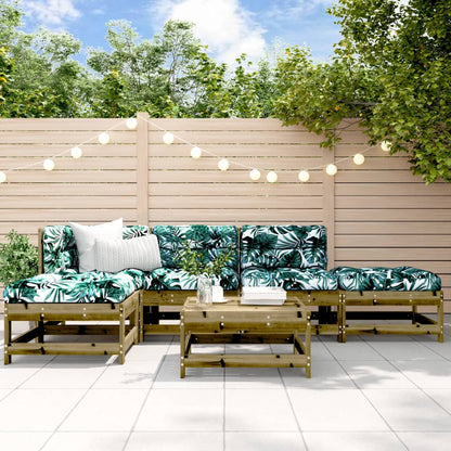 Set Divani da Giardino 6pz con Cuscini Legno Impregnato di Pino