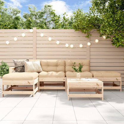 Set Divani da Giardino 6 pz con Cuscini in Legno Massello