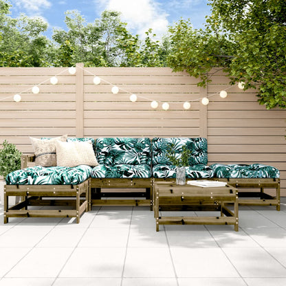 Set Divani da Giardino 6pz con Cuscini Legno Impregnato di Pino