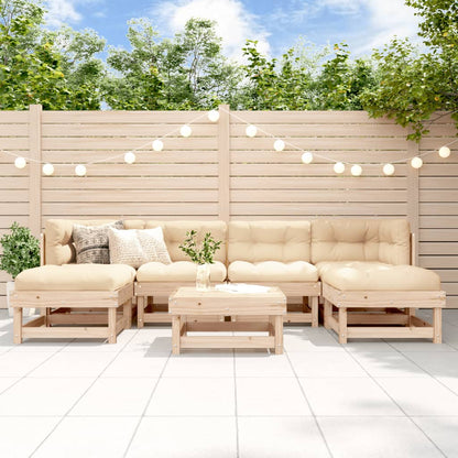 Set Divani da Giardino 7 pz con Cuscini in Legno Massello