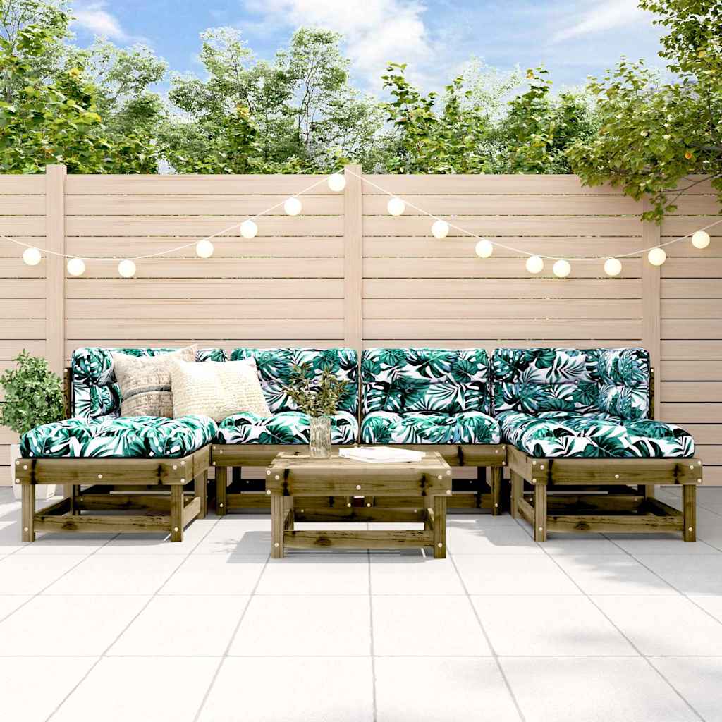 Set Divani da Giardino 7pz con Cuscini Legno Impregnato di Pino