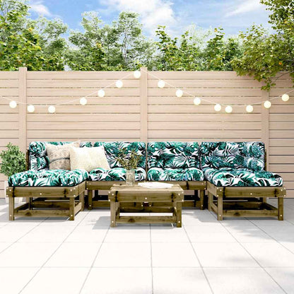 Set Divani da Giardino 7pz con Cuscini Legno Impregnato di Pino