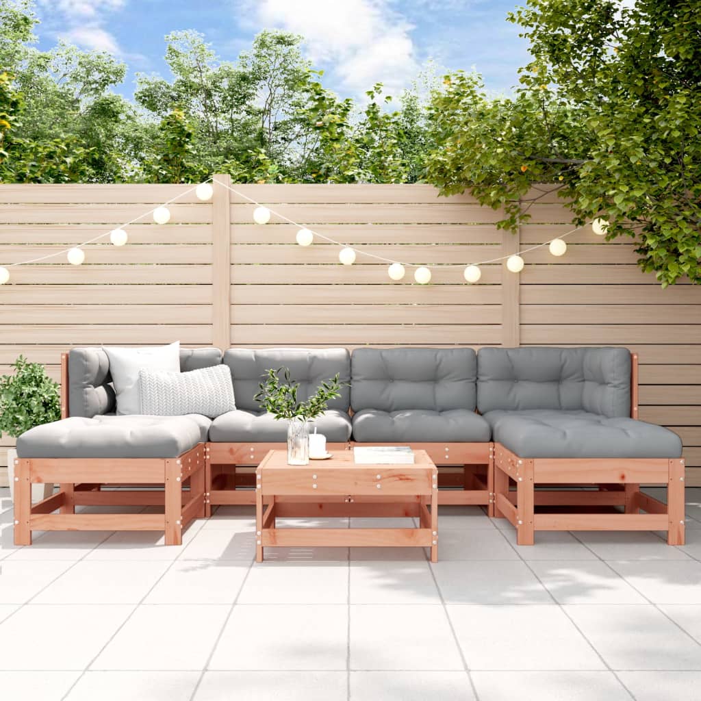 Set Divani Giardino 7 pz con Cuscini Legno Massello di Douglas
