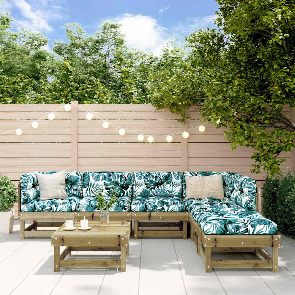 Set Divani da Giardino 7pz con Cuscini Legno Impregnato di Pino