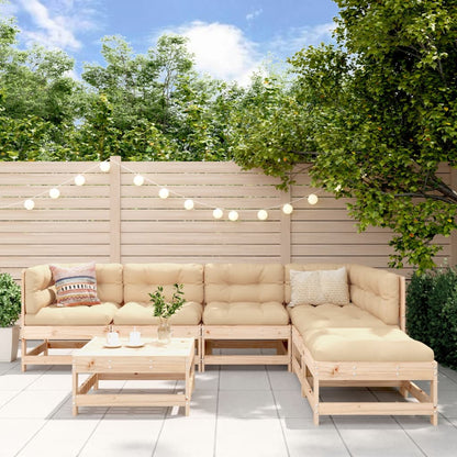 Set Divani da Giardino 7 pz con Cuscini in Legno Massello