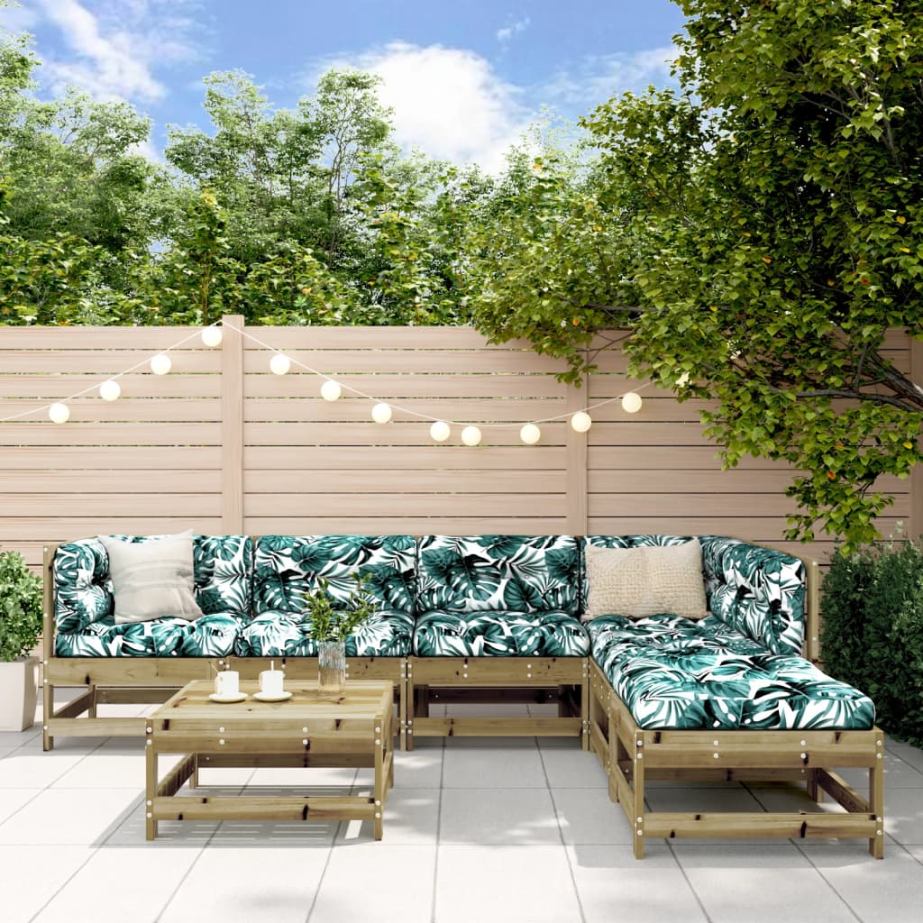 Set Divani da Giardino 7pz con Cuscini Legno Impregnato di Pino