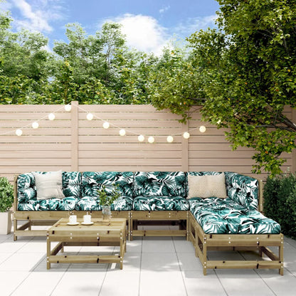 Set Divani da Giardino 7pz con Cuscini Legno Impregnato di Pino