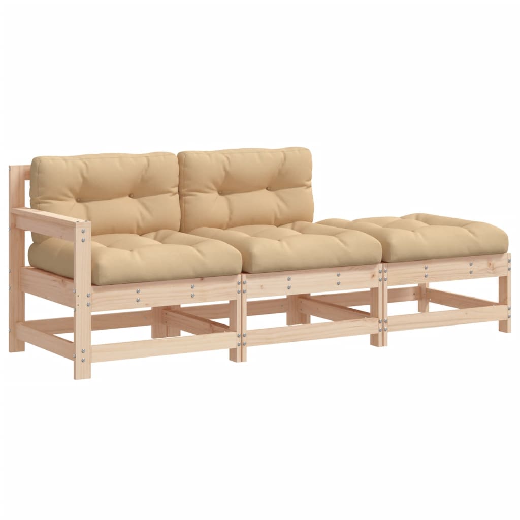 Set Divani da Giardino 7 pz con Cuscini in Legno Massello