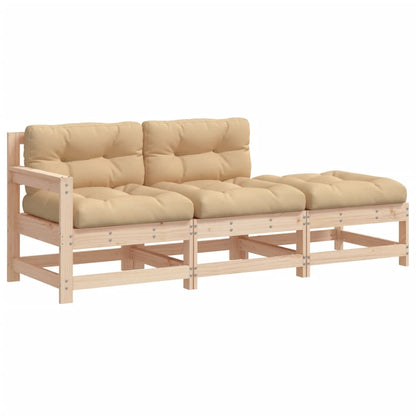 Set Divani da Giardino 7 pz con Cuscini in Legno Massello
