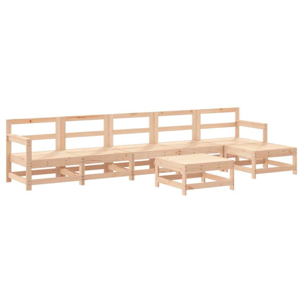 Set Divani da Giardino 7 pz con Cuscini in Legno Massello