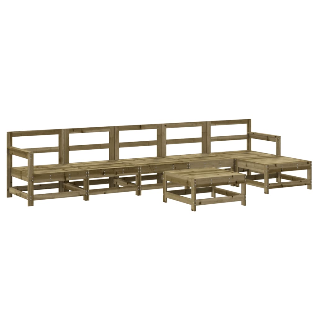 Set Divani da Giardino 7pz con Cuscini Legno Impregnato di Pino