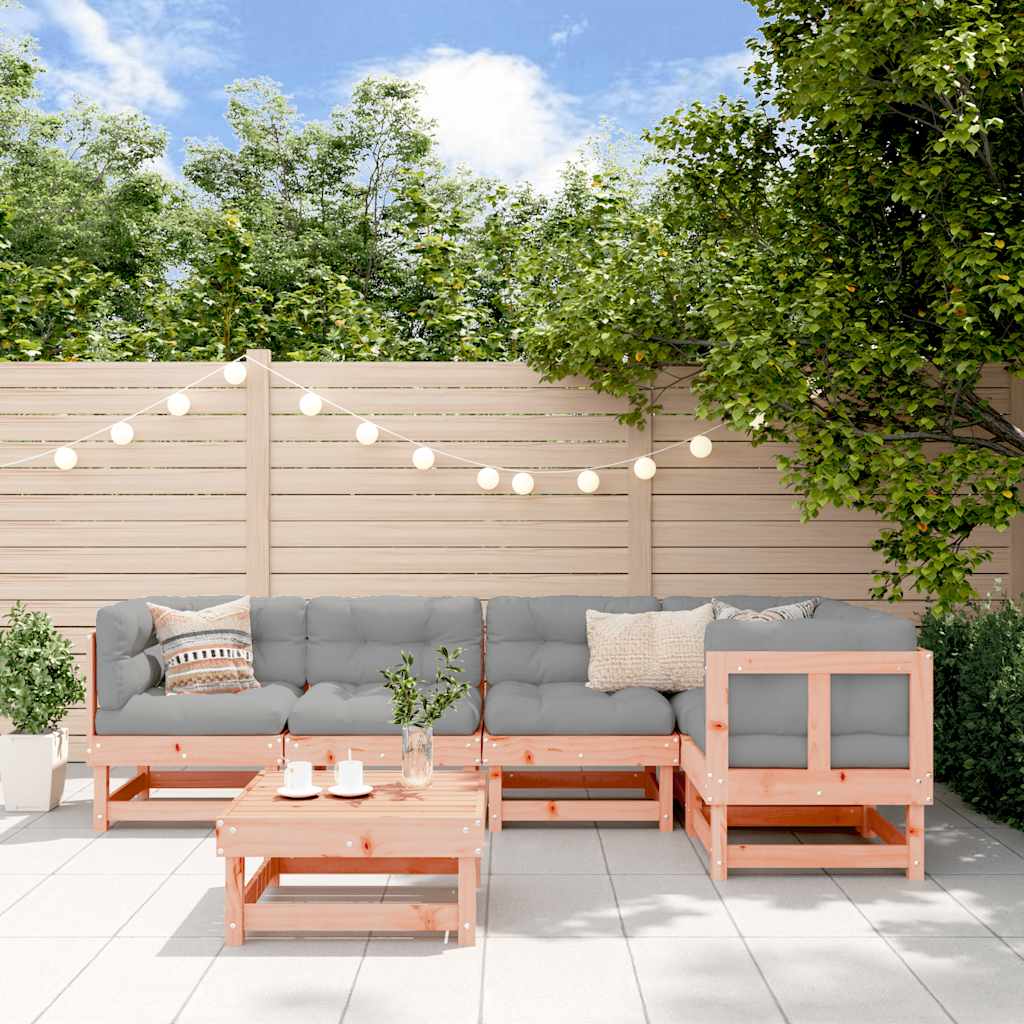Set Divani Giardino 6 pz con Cuscini Legno Massello di Douglas