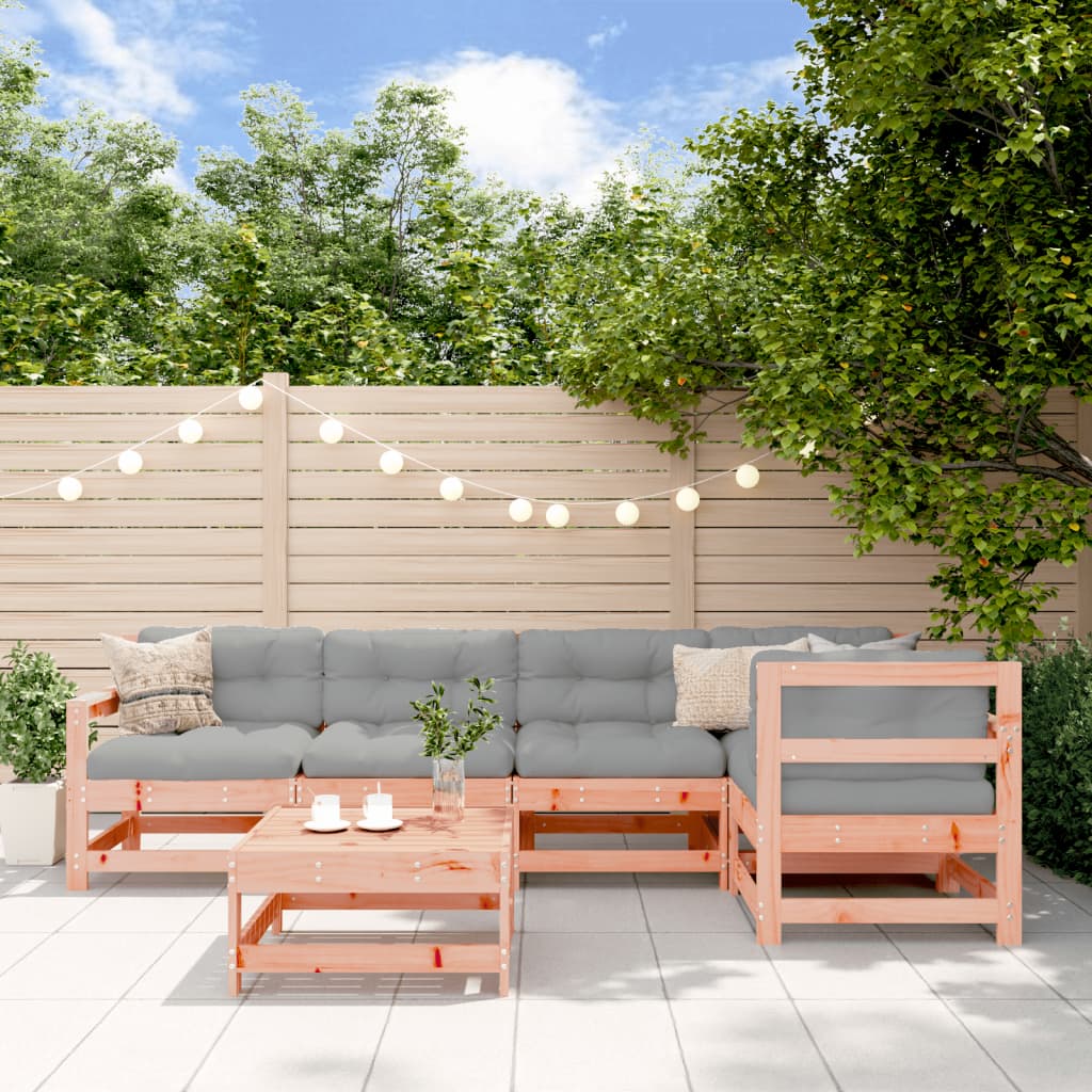 Set Divani Giardino 6 pz con Cuscini Legno Massello di Douglas