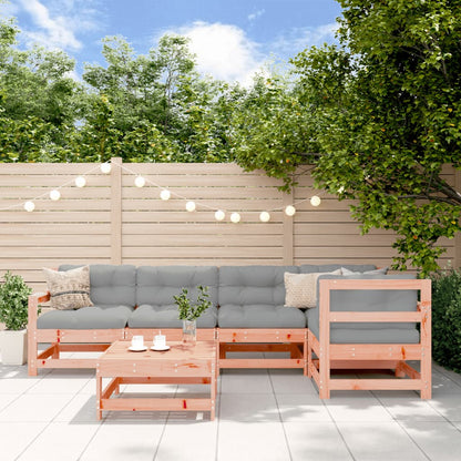 Set Divani Giardino 6 pz con Cuscini Legno Massello di Douglas