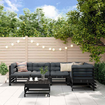 Set Divani da Giardino 6 pz con Cuscini in Legno Massello Nero