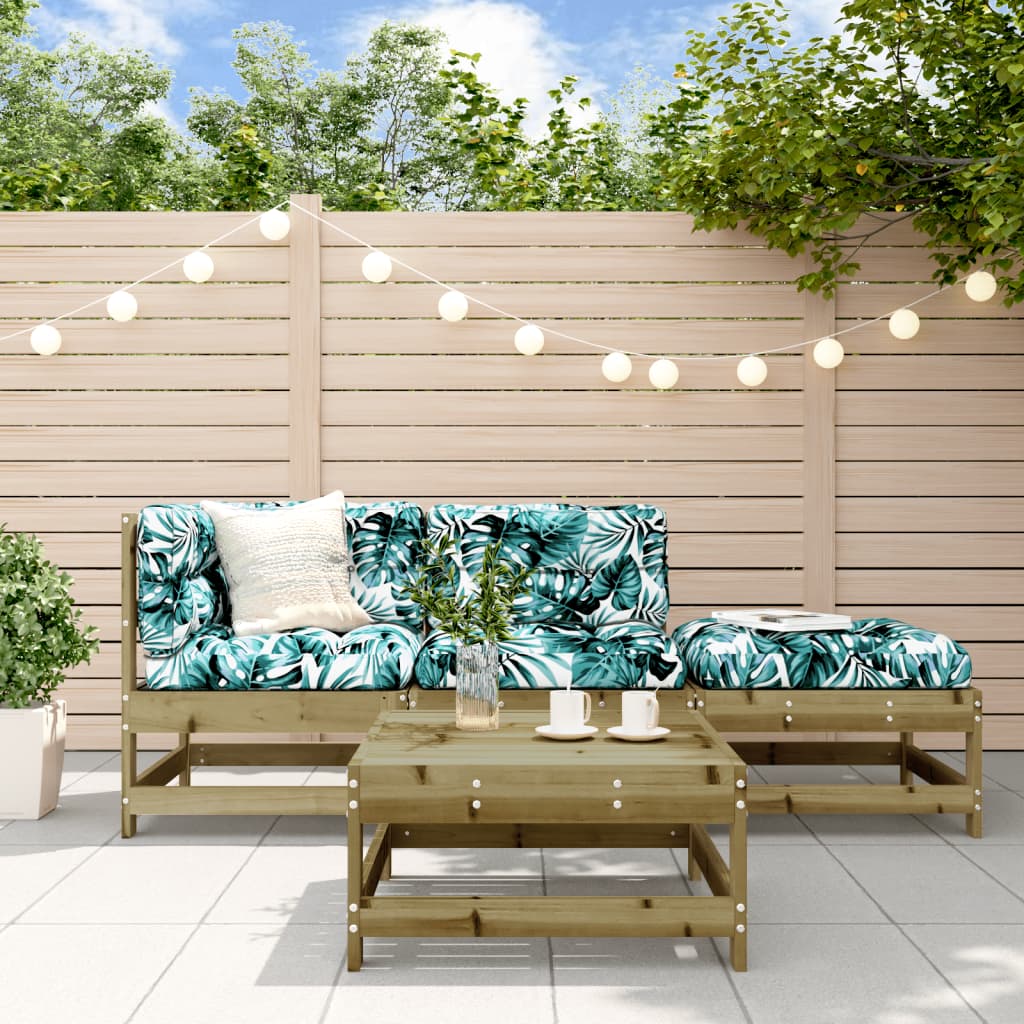 Set Divani da Giardino 4pz con Cuscini Legno Impregnato di Pino