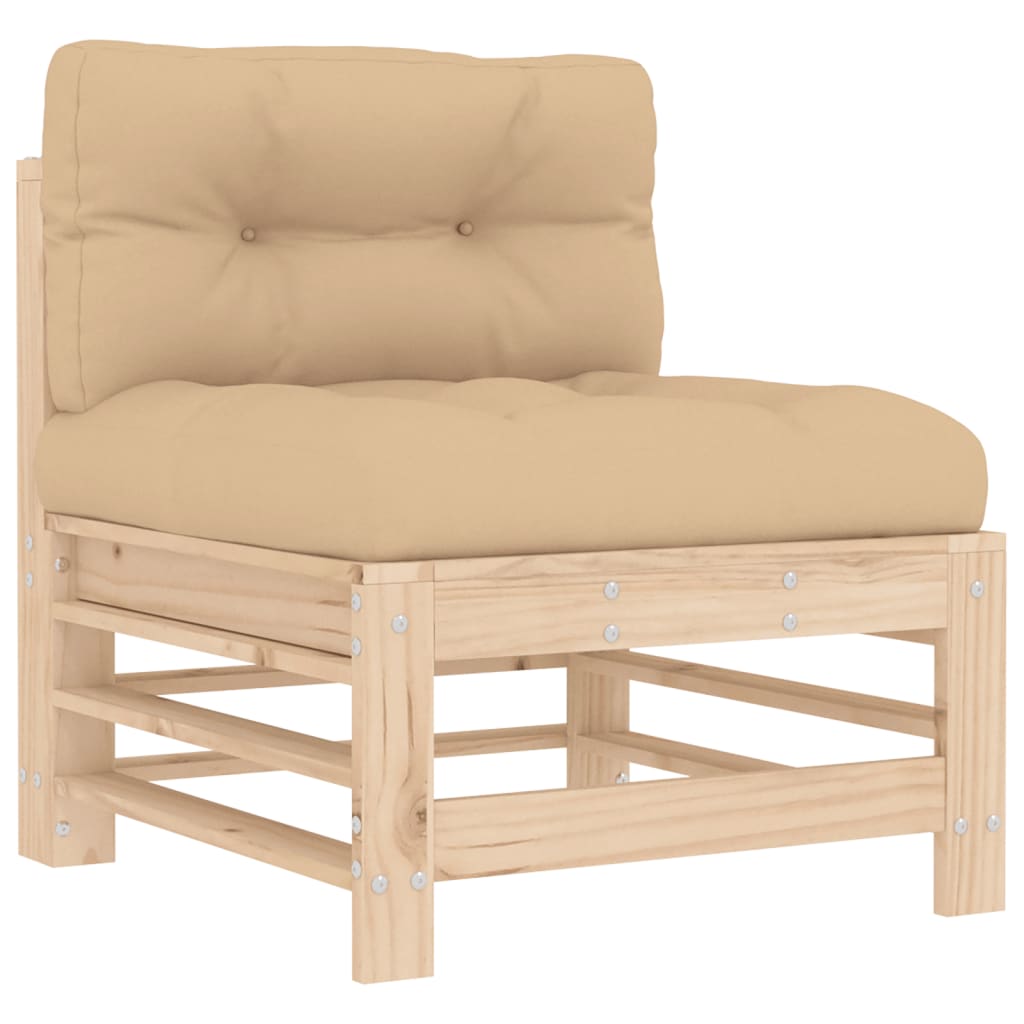 Set Divani da Giardino 3 pz con Cuscini in Legno Massello