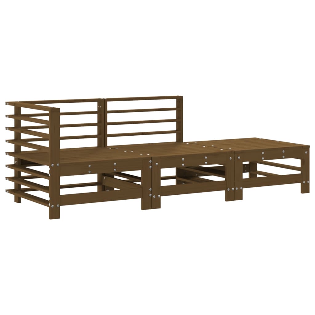Set Divani da Giardino 3 pz con Cuscini in Legno Massello Ambra