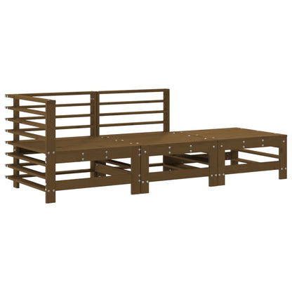 Set Divani da Giardino 3 pz con Cuscini in Legno Massello Ambra