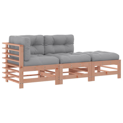 Set Divani Giardino 3pz con Cuscini Legno Massello di Douglas
