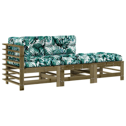 Set Divani da Giardino 3pz con Cuscini Legno Impregnato di Pino