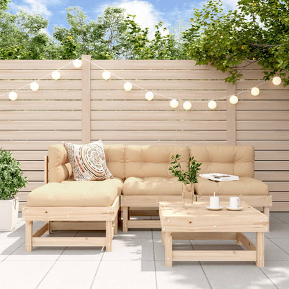 Set Divani da Giardino 5 pz con Cuscini in Legno Massello