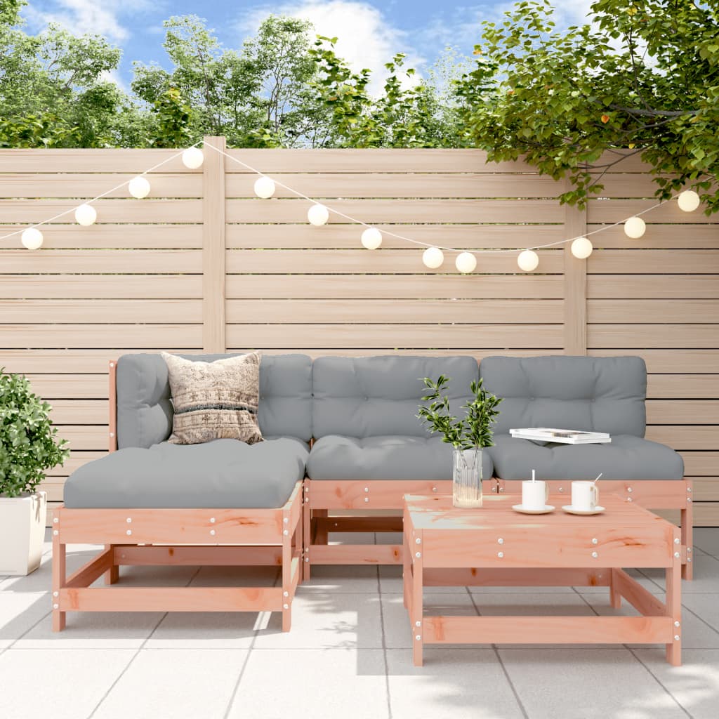 Set Divani Giardino 5 pz con Cuscini Legno Massello di Douglas