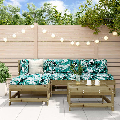 Set Divani da Giardino 5pz con Cuscini Legno Impregnato di Pino