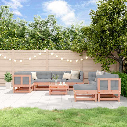 Set Divani Giardino 10pz con Cuscini Legno Massello di Douglas