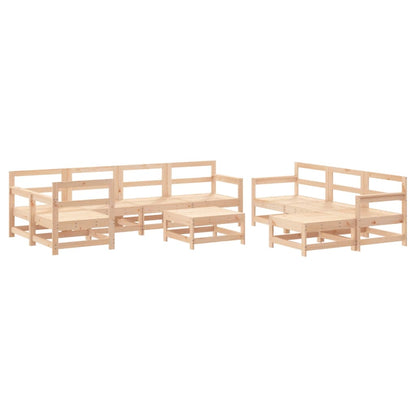 Set Divani da Giardino 10 pz con Cuscini in Legno Massello