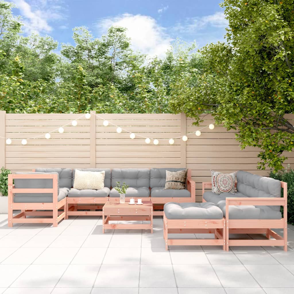Set Divani Giardino 10pz con Cuscini Legno Massello di Douglas