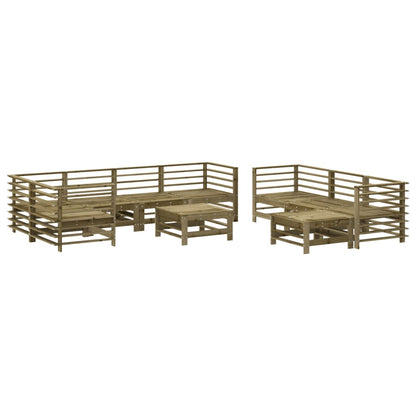 Set Divani da Giardino 10 pz con Cuscini Legno Impregnato Pino