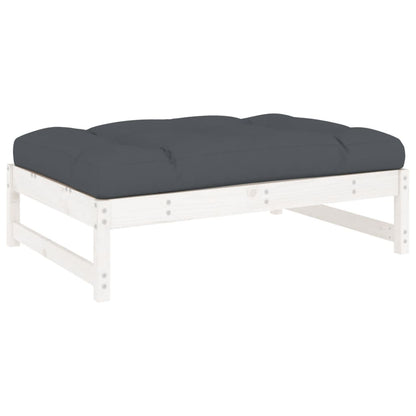 Set Divani da Giardino 2pz con Cuscini in Legno Massello Bianco