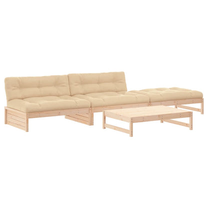 Set Divani da Giardino 4 pz con Cuscini in Legno Massello