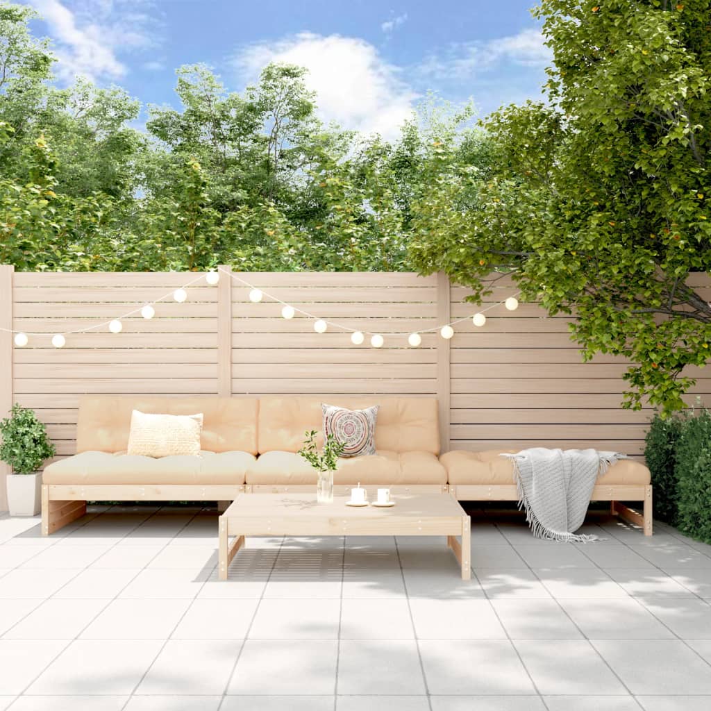 Set Divani da Giardino 4 pz con Cuscini in Legno Massello