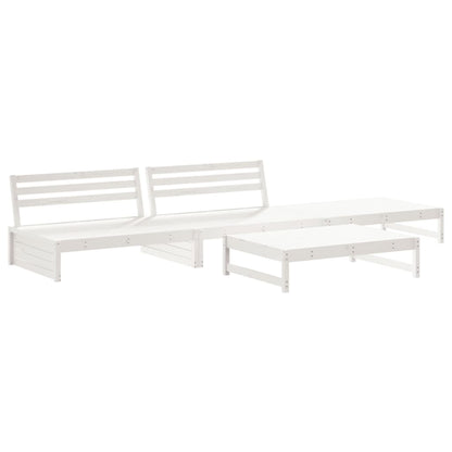 Set Divani da Giardino 4pz con Cuscini in Legno Massello Bianco