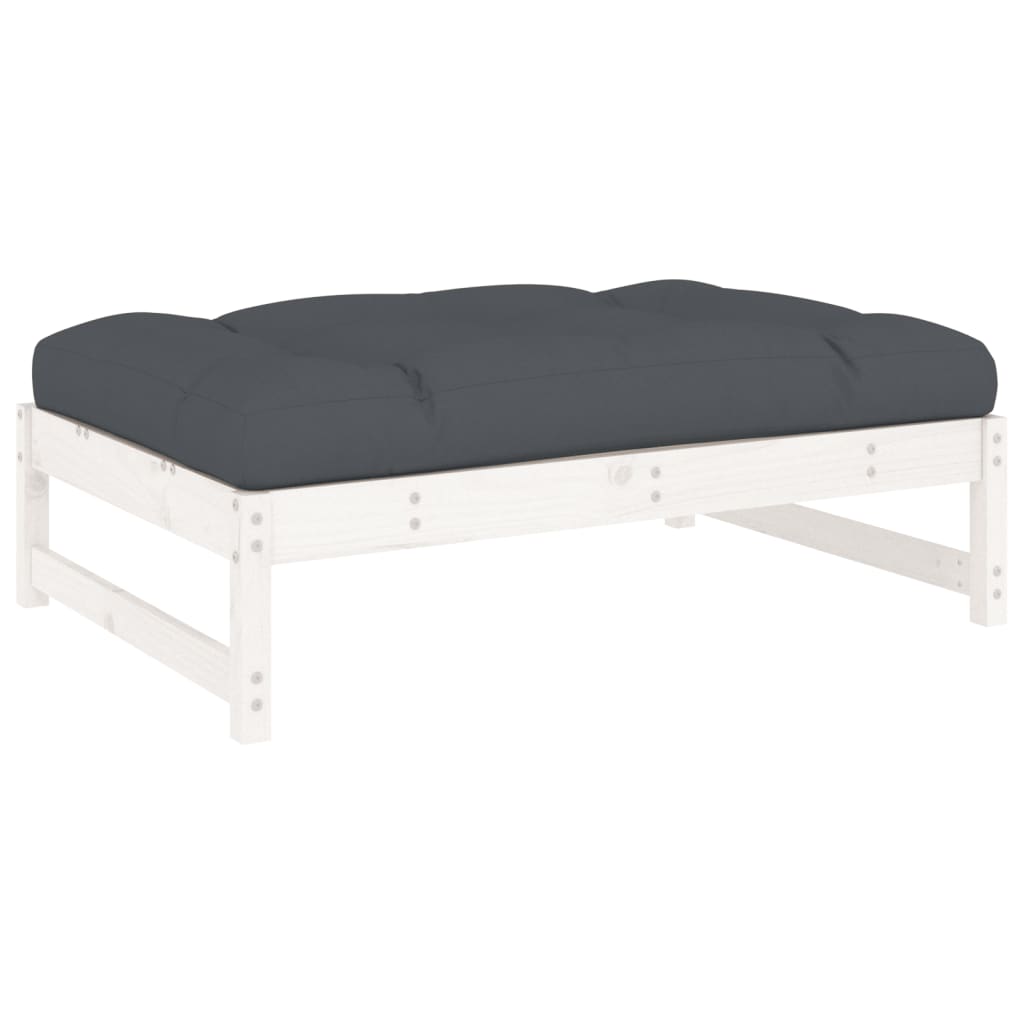 Set Divani da Giardino 4pz con Cuscini in Legno Massello Bianco