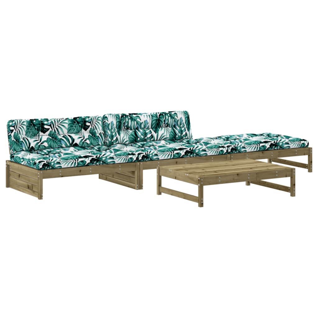 Set Divani da Giardino 4pz con Cuscini Legno Impregnato di Pino