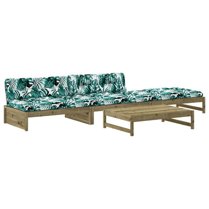 Set Divani da Giardino 4pz con Cuscini Legno Impregnato di Pino