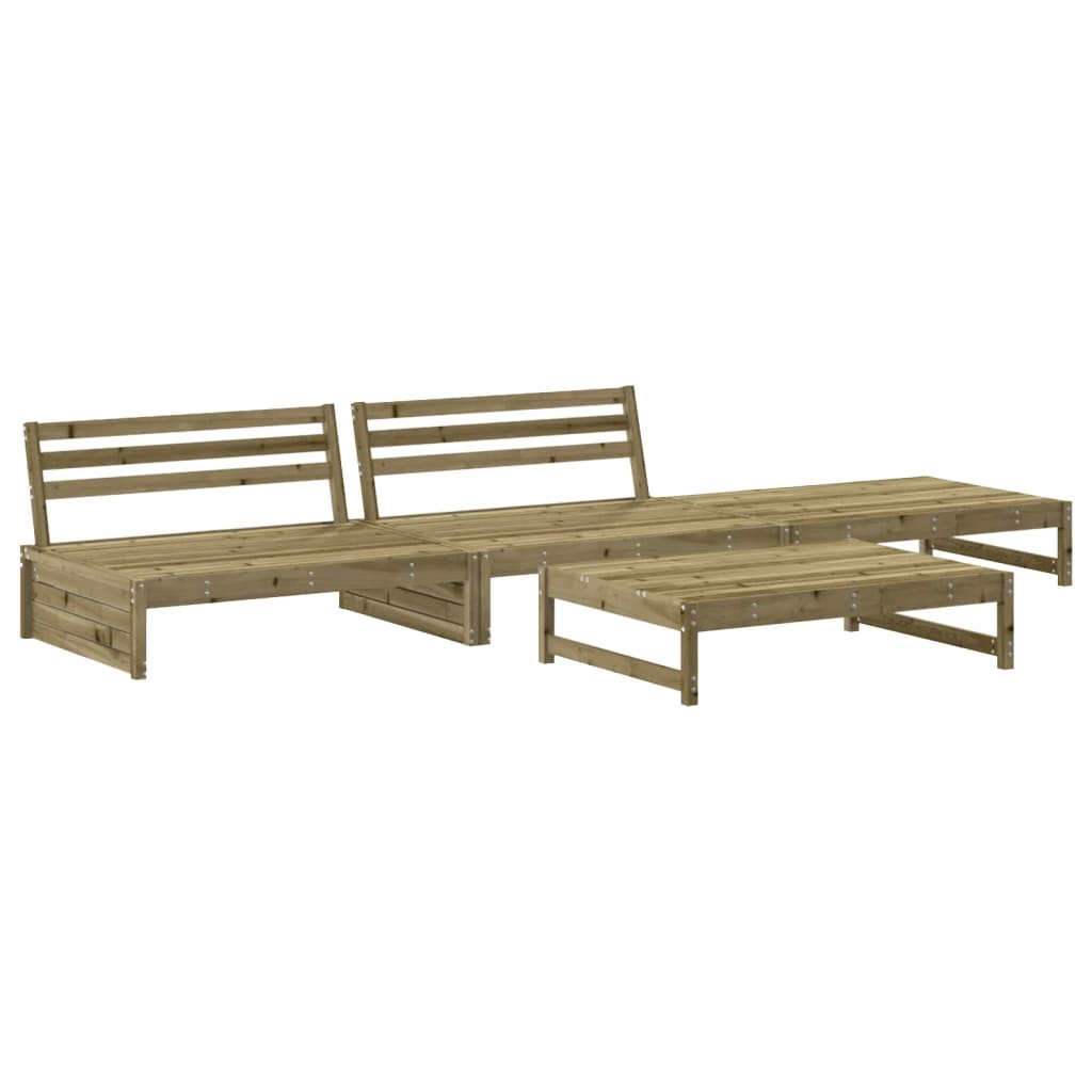 Set Divani da Giardino 4pz con Cuscini Legno Impregnato di Pino