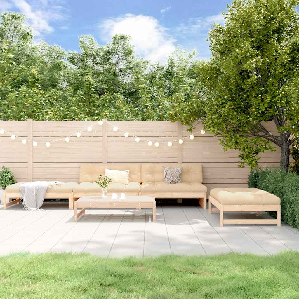 Set Divani da Giardino 5 pz con Cuscini in Legno Massello