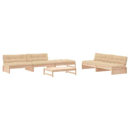 Set Divani da Giardino 6 pz con Cuscini in Legno Massello